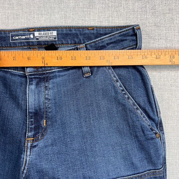Carhartt Rugged Flex Double Front Jeans Women 8 Short Blue Workwear NEW BD5110-W - Picture 7 of 12